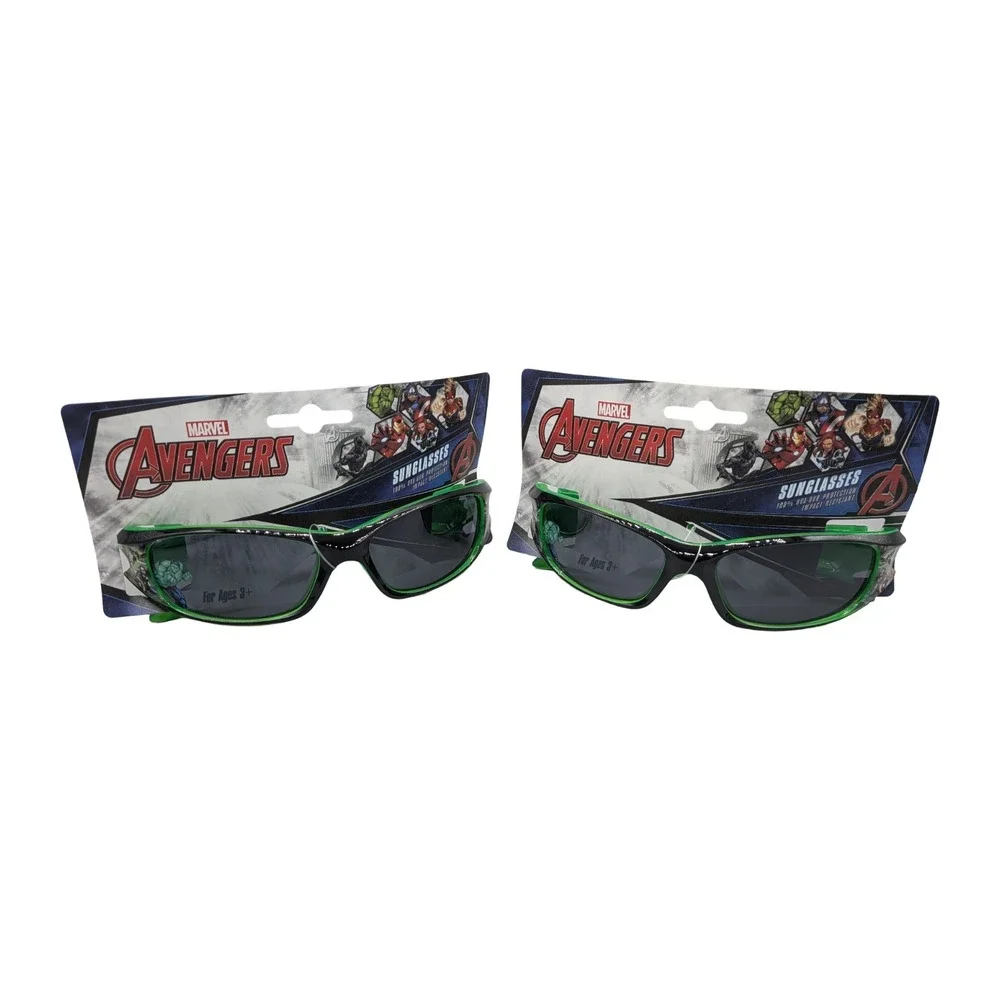 Marvel Avengers Kids Sunglasses Black Green Hulk Iron Man 2 Pack Ages 3+ NEW